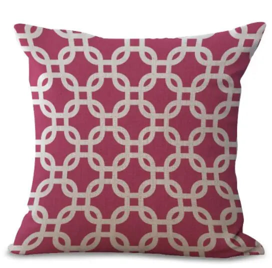 Housse de Coussin en Lin Coton Imprimé Géométrique Coloré - 20 Styles disponibles DwelR