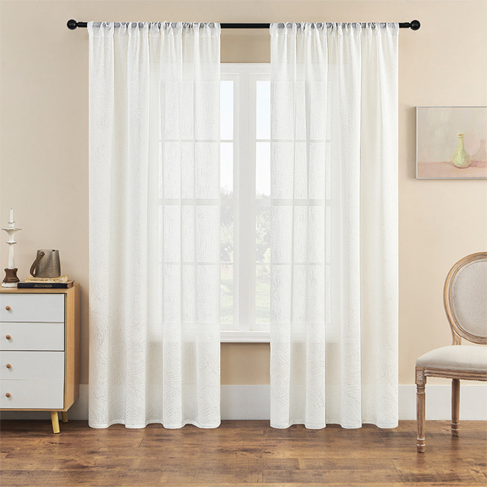 Rideaux Blancs Transparents - Motif  Feuilles
