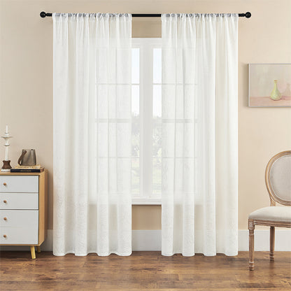 Rideaux Blancs Transparents - Motif  Feuilles