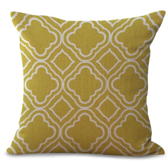 Housse de Coussin en Lin Coton Imprimé Géométrique Coloré - 20 Styles disponibles