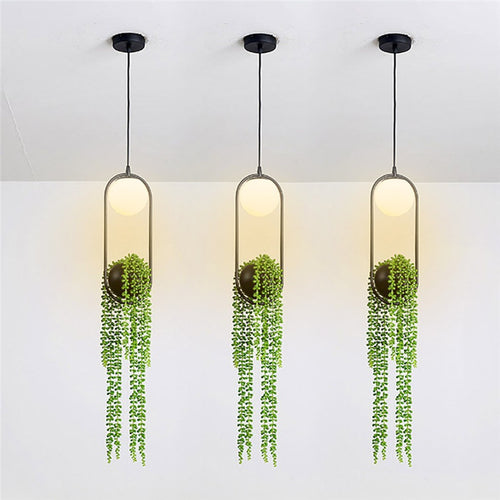 Lampe Suspendue avec Vase pour Plante Artificielle (Une Pièce)