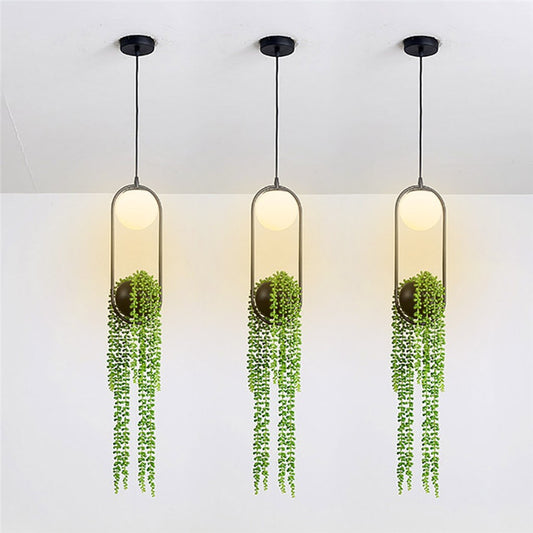 Lampe Suspendue avec Vase pour Plante Artificielle (Une Pièce)