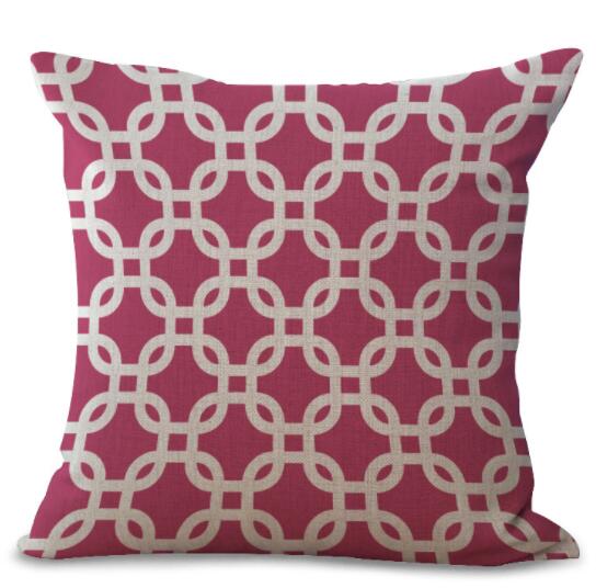Housse de Coussin en Lin Coton Imprimé Géométrique Coloré - 20 Styles disponibles