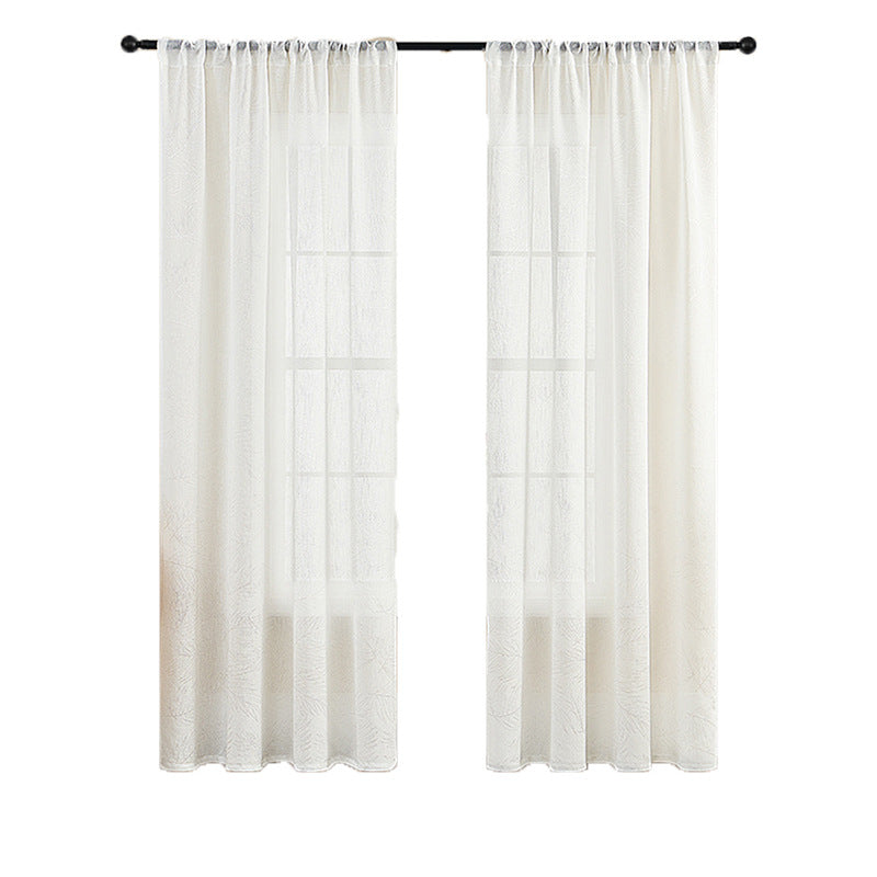 Rideaux Blancs Transparents - Motif  Feuilles