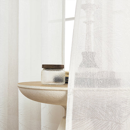 Rideaux Blancs Transparents - Motif  Feuilles