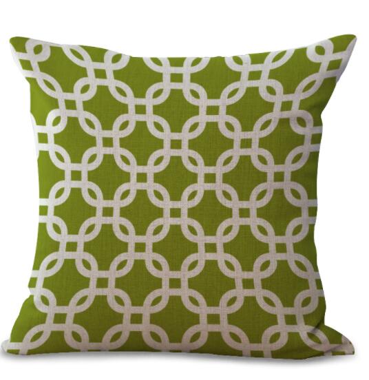 Housse de Coussin en Lin Coton Imprimé Géométrique Coloré - 20 Styles disponibles