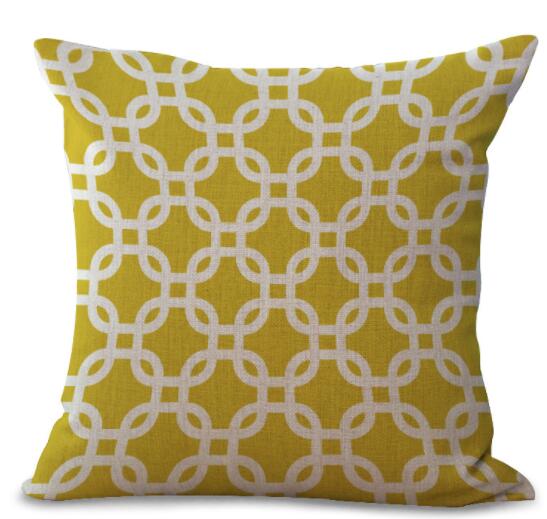 Housse de Coussin en Lin Coton Imprimé Géométrique Coloré - 20 Styles disponibles