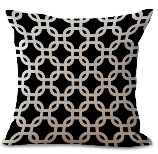 Housse de Coussin en Lin Coton Imprimé Géométrique Coloré - 20 Styles disponibles
