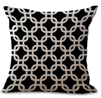 Housse de Coussin en Lin Coton Imprimé Géométrique Coloré - 20 Styles disponibles