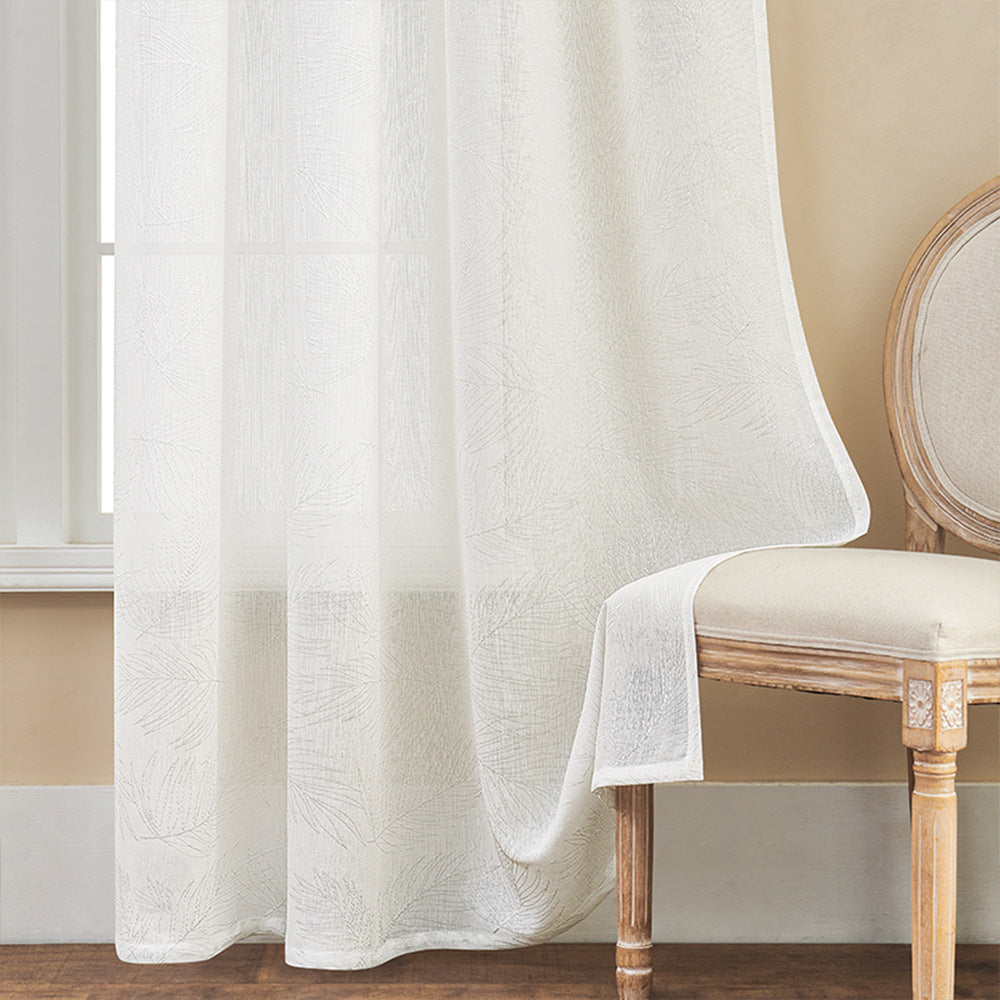 Rideaux Blancs Transparents - Motif  Feuilles