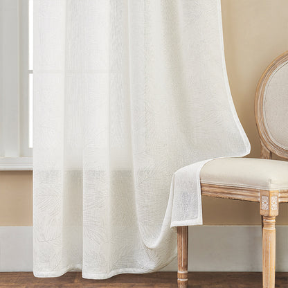 Rideaux Blancs Transparents - Motif  Feuilles