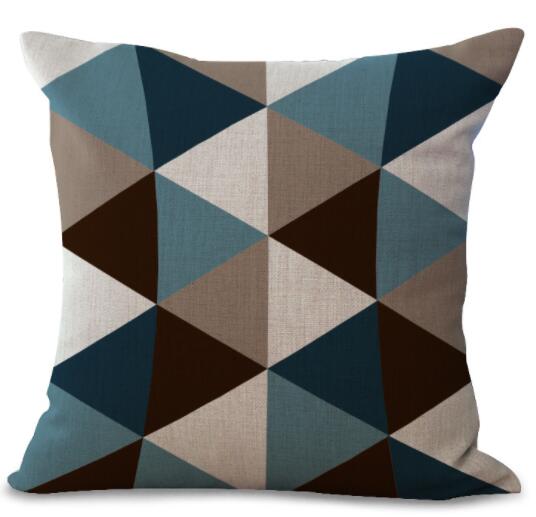 Housse de Coussin en Lin Coton Imprimé Géométrique Coloré - 20 Styles disponibles