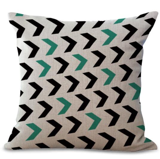 Housse de Coussin en Lin Coton Imprimé Géométrique Coloré - 20 Styles disponibles