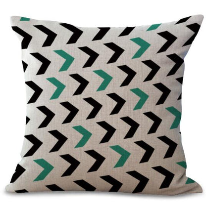 Housse de Coussin en Lin Coton Imprimé Géométrique Coloré - 20 Styles disponibles