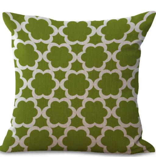 Housse de Coussin en Lin Coton Imprimé Géométrique Coloré - 20 Styles disponibles