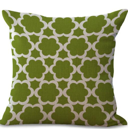 Housse de Coussin en Lin Coton Imprimé Géométrique Coloré - 20 Styles disponibles